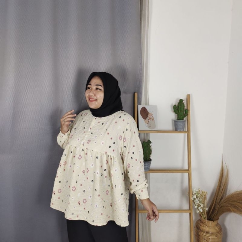 ANNA BLOUSE SUPER JUMBO BLUS BIGSIZE ATASAN OVERSIZE LD 110 120 130 140 150 COD