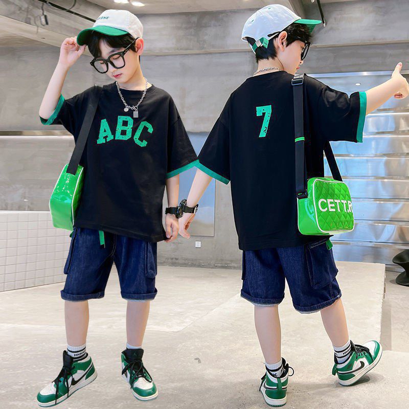 Setelan Baju Anak Laki laki Import Kaos + Celana Pendek Anak Tanggung Cowok / Set Anak Tanggung