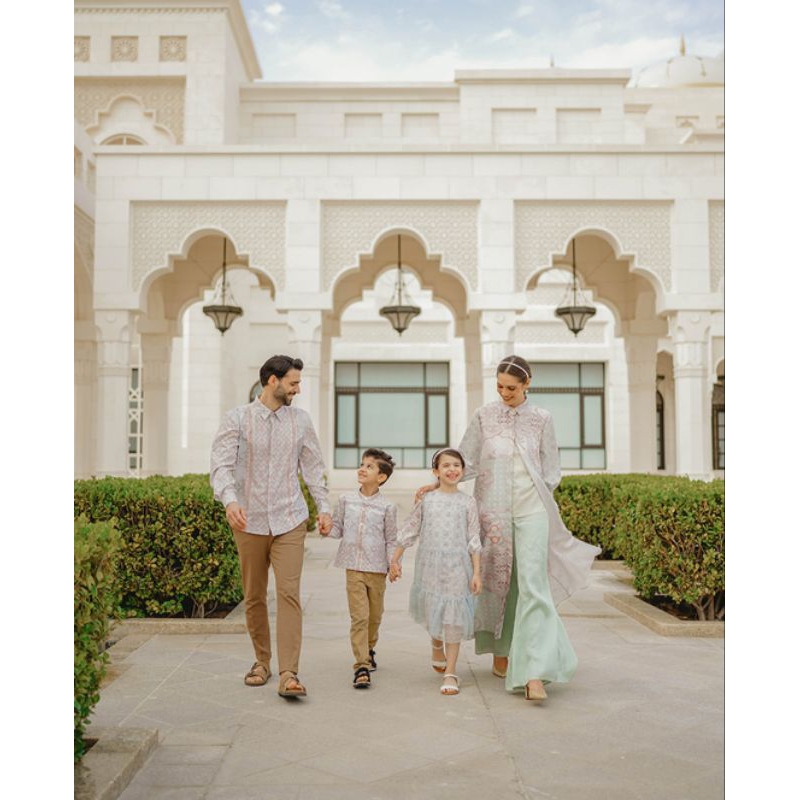 FESTIVE MEN SHIRT CREAM DAN FESTIVE PUFFY LACE DRESS BENANG JARUM BUTTONSCARVES