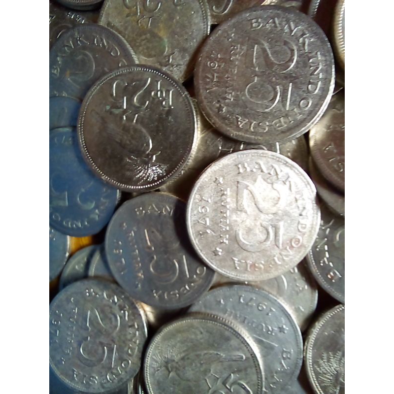 Uang Koin 25 Rupiah Burung Merpati Mahkota tahun 1971