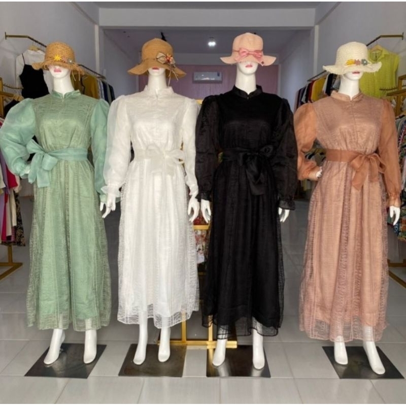 Gamis brukat kombinasi organza