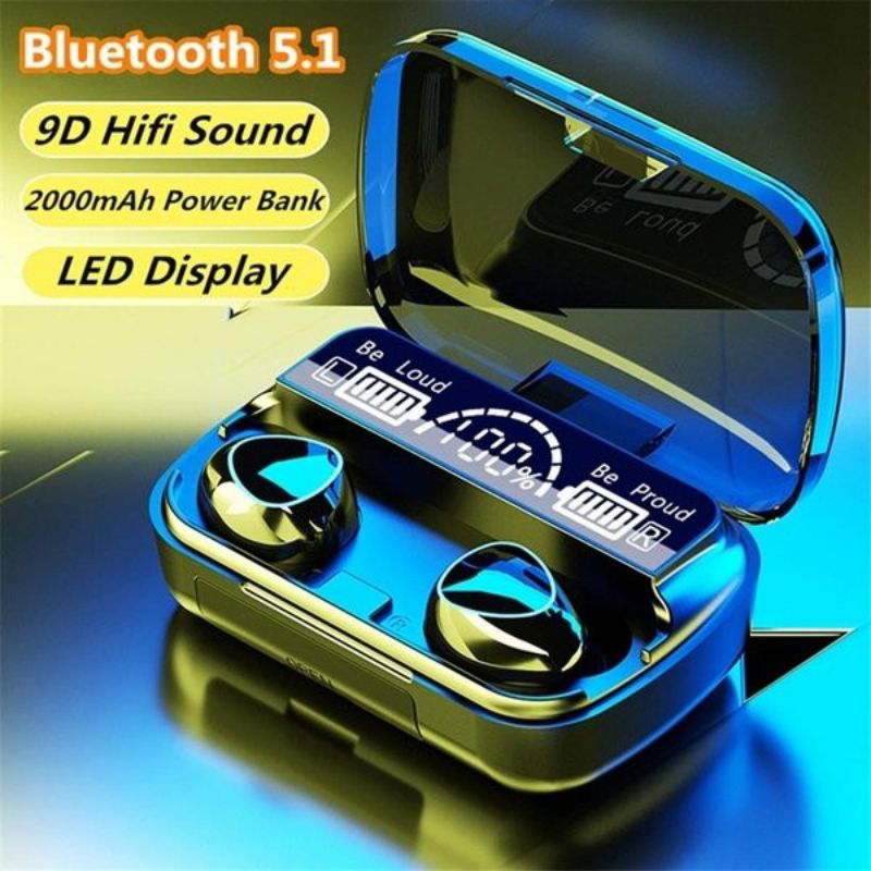 HEADSET BLUETOOTH M10 TWS DIGITAL INDICATOR V5 .1 BT WIRELESS
