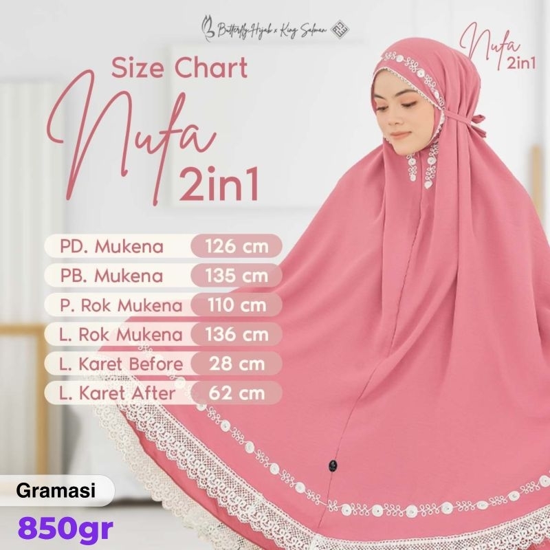 Mukena Nufa 2 in 1 Butterfly Hijab x King Salman