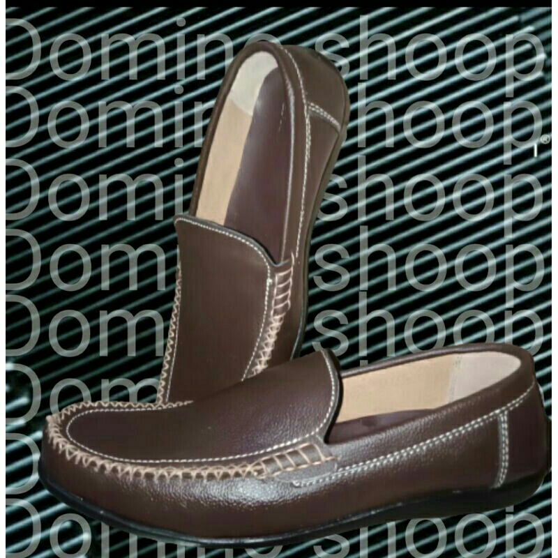 sepatu slip on pria bahan kulit sentetis anti silp