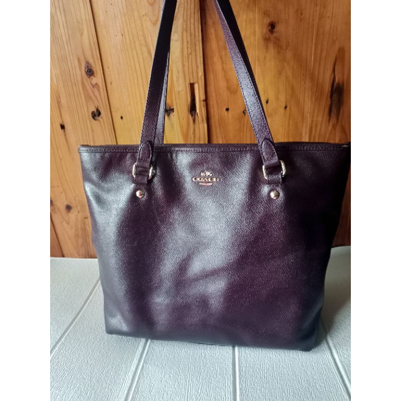 coach city Zip maroonpurplebrown preloved pl second bekas tas totebag Tote bag