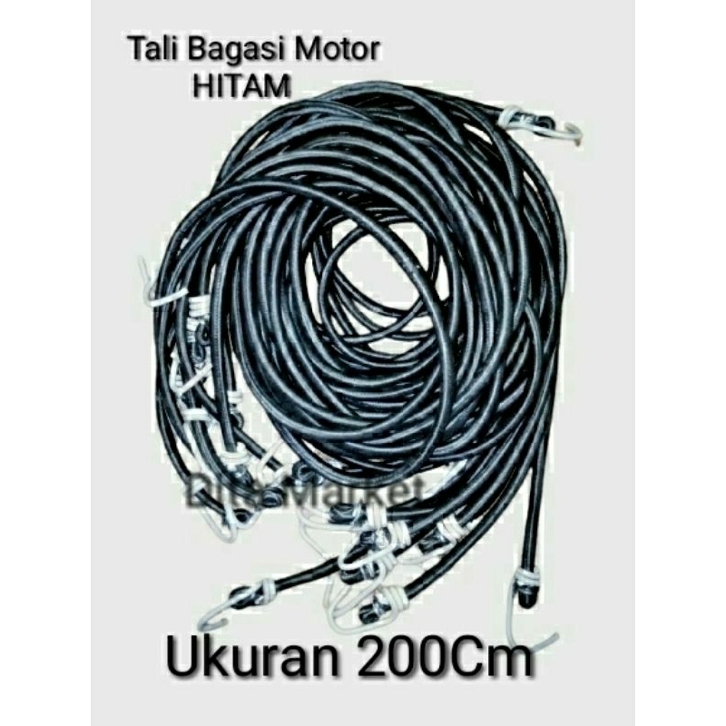 Tali Ikat Barang HITAM - HQ / Tali Bagasi Motor 2 Meter HITAM