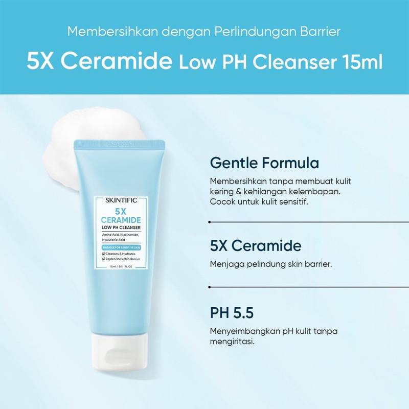 SKINTIFIC 5X Ceramide Travel Kit Skincare Paket Moisturizer + Cleanser + Shooting Toner + Serum Sunscreen