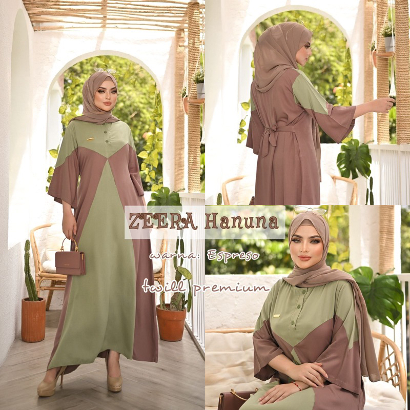 Daster Arab Zeera HANUNA Maxi Dress Gamis Rayon Twill Premium