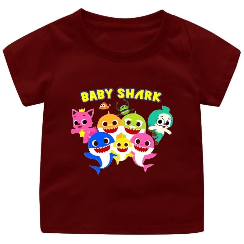 Baju Kaos Anak Cewek Cowok 1-12Tahun BABY SHARK Lucu.Ready 10WARNA//Atasan Kaos Anak