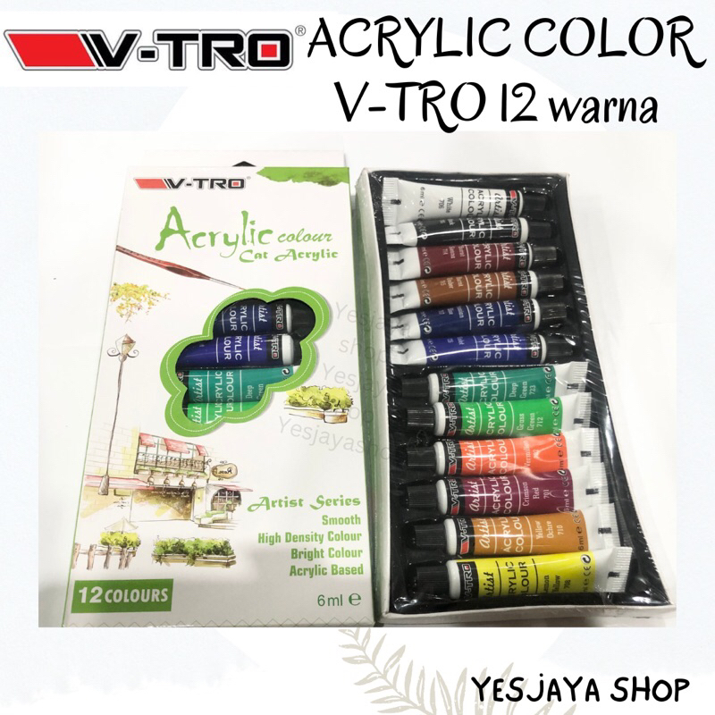 

{1 pc} Cat Acrylic Vtro 12 warna x 6 ml / Cat Akrilik Vtro 12 warna / Cat Akrilik V-tro 12 warna x 6 ml