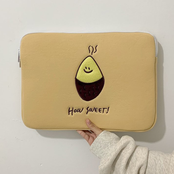 Sleeve Pouch Sarung Tas Bag Case Ipad Tab Tablet Macbook Air Pro Laptop Asus Acer Lenovo HP Huawei 11 12 13 14 15 inch Motif Gambar Seed Warna Khaki Lucu Cute Murah Korean Model