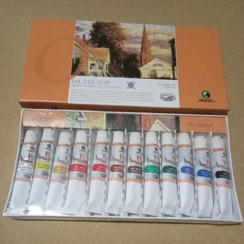 

CAT MINYAK/OIL MARIES 12 WARNA MERK MARIES