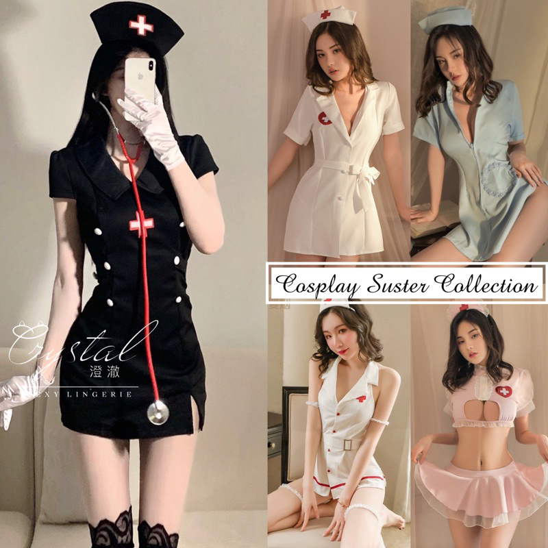 Crystal Lingerie Cosplay Nurse Lingerie Cosplay Suster Wanita / Kostum Lingerie perawat wanita