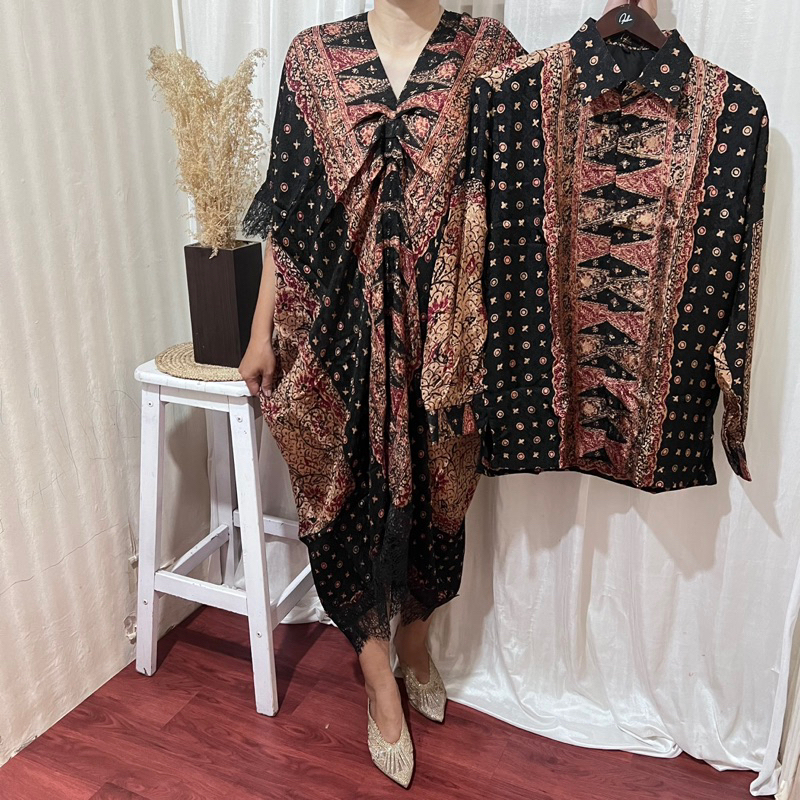 AiRa Batik _ COUPLE KAFTAN LACE &amp; KEMEJA (BAHAN VISCOSE)