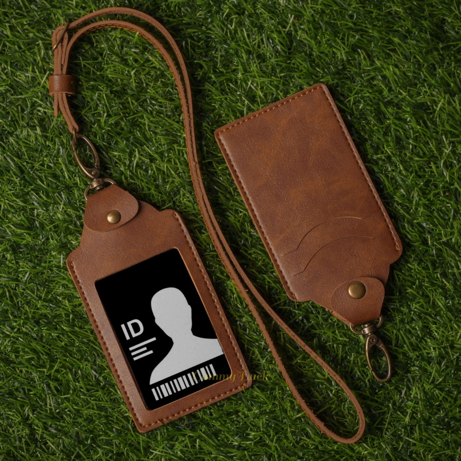 

Quickly / ID Card Holder Kantor Kalung Identitas Holder Name Tag Kulit Souvenir