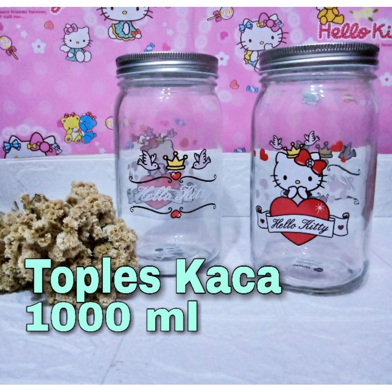 TOPLES KACA HELLO KITTY | JAR KACA 1000 ML | GLASS JAR 1000 ML