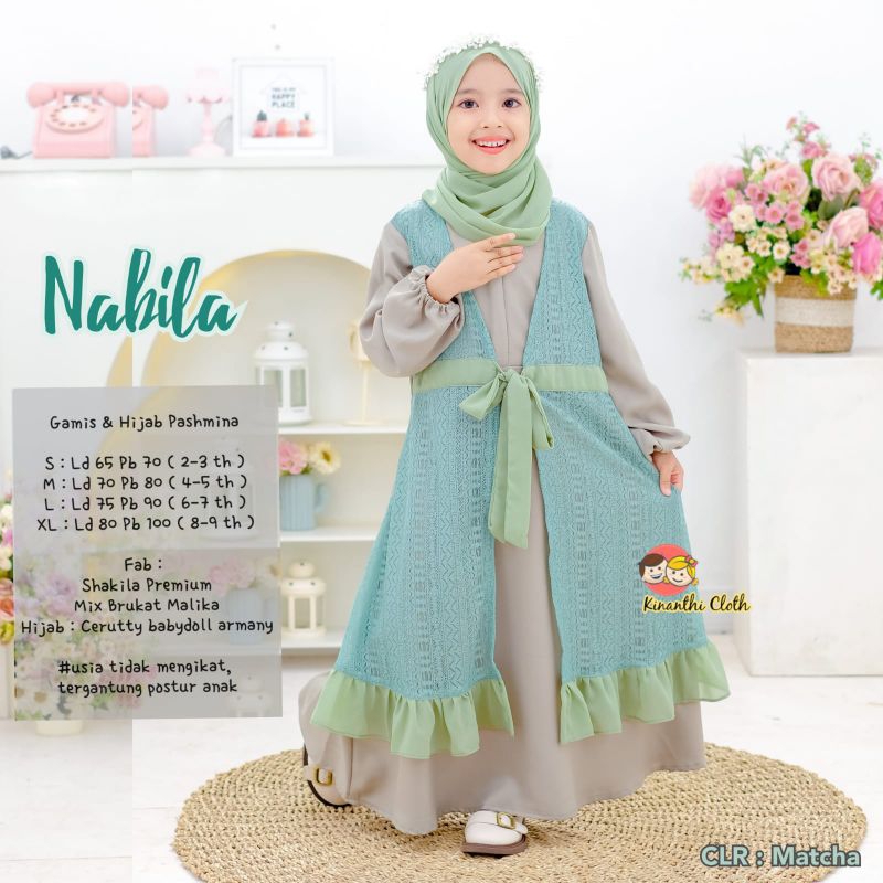 Nabila gamis & hijab pashmina kids ori kinanthi