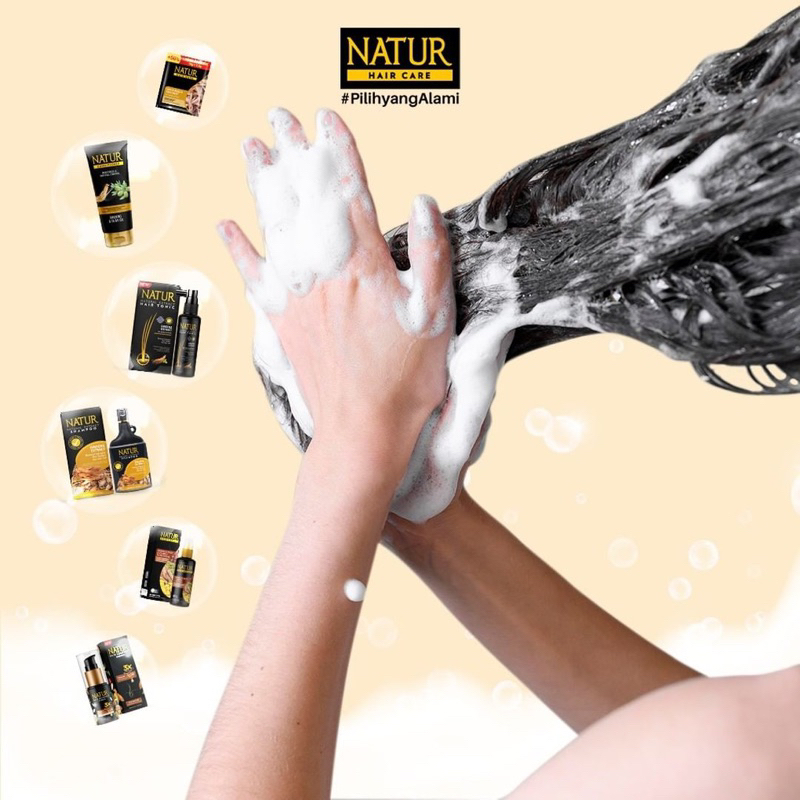 NATUR Hair Shampoo Anti Dandruff 140 ML - Shampoo Perawatan Rambut Berketombe