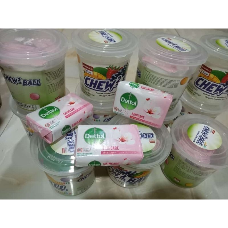 paket sabun batang dettol 100gr dpt 3 pcs free toples