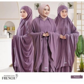 MUKENAH FRENCH KHIMAR 3 IN 1 CRINCLE AIRFLOW