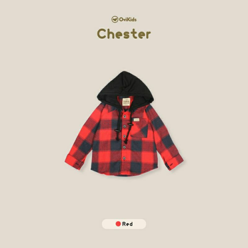 OVIKIDS CHESTER-Kemeja Flanel Hoodie Anak Laki-laki Perempuan (2-7/8 Tahun)