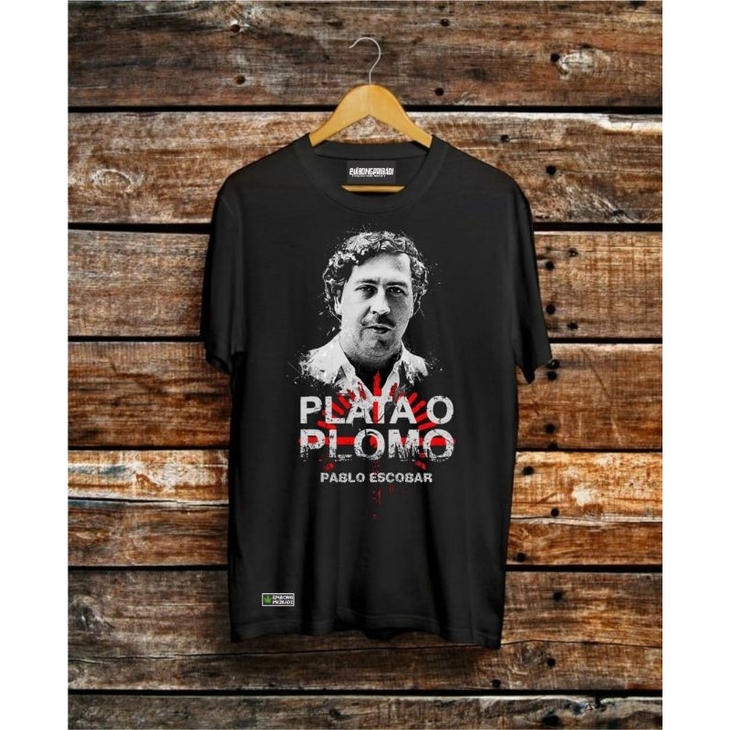KAOS DISTRO ORIGINAL. PABLO ESCOBAR. KAOS DAUN GANJA