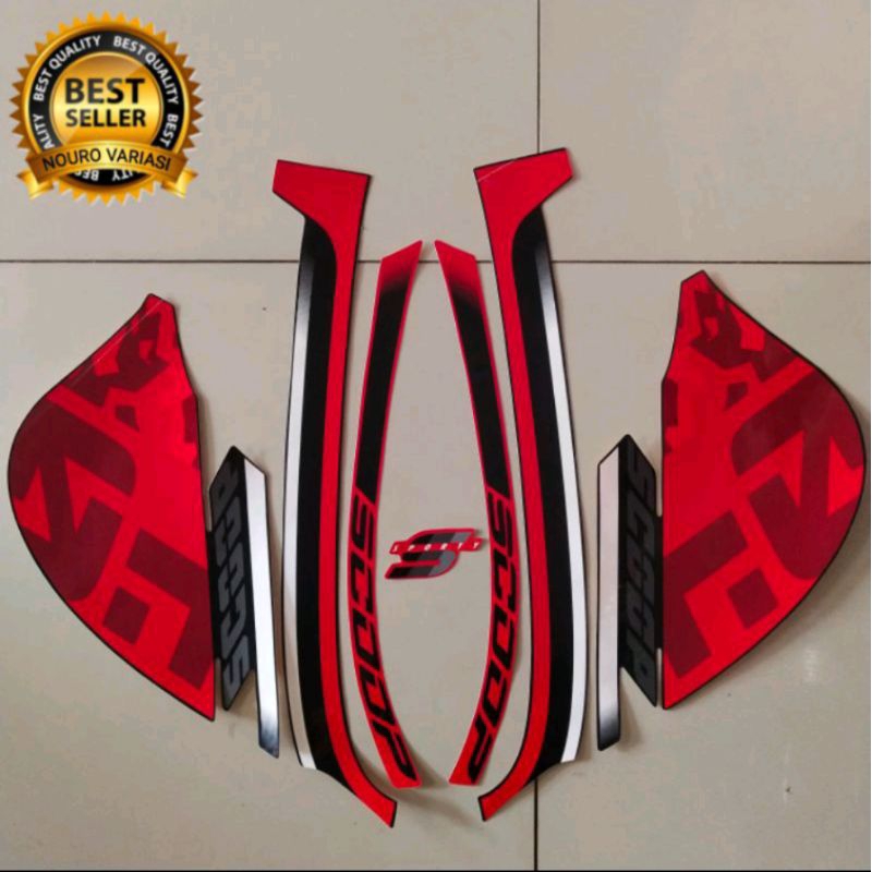(ORI) Striping scoopy 2021 merah kualitas original murah