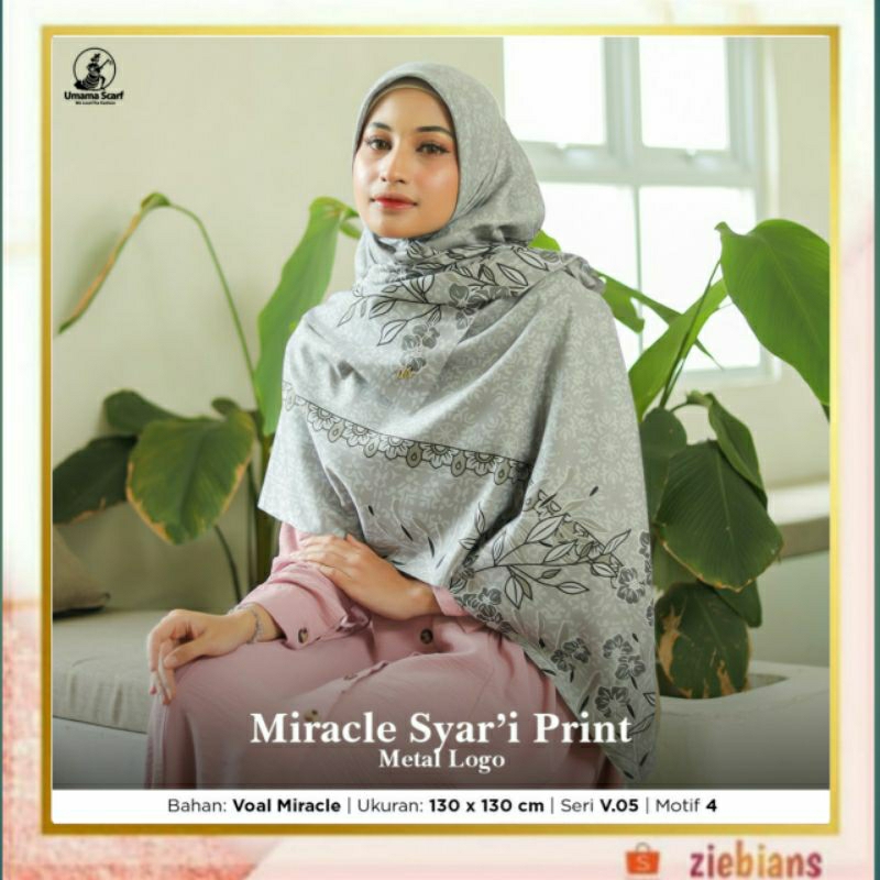 Hijab Segiempat Motif Syar'i,Voal Miracle Syar'i, Umama Scarf ,Hijab Cantik, Jumbo