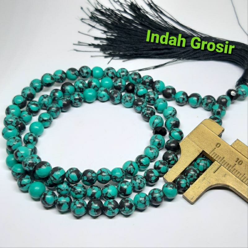 Tasbih Batu Pirus Turquoise 6mm 99butir Original