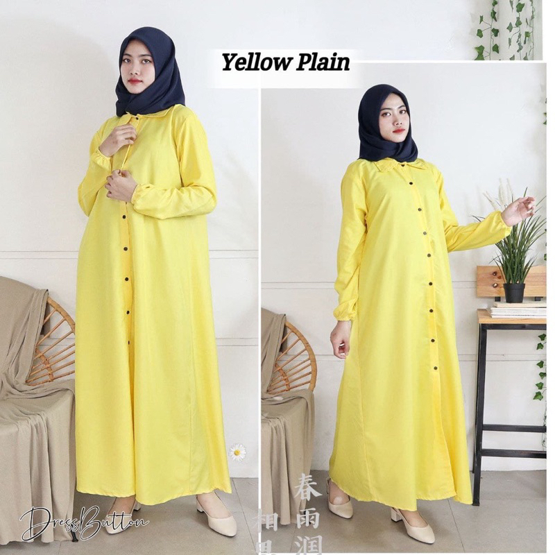 IZANY Dress Wanita L / Dress Shakila fit to L Dewasa Dress Button plain