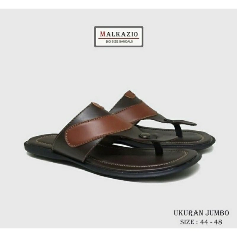 COD / Sendal Slide KULIT GARUT Big Size 44-45-46-47 Sandal Kulit Pria Bapak2 empuk JUMBO hitam, 47