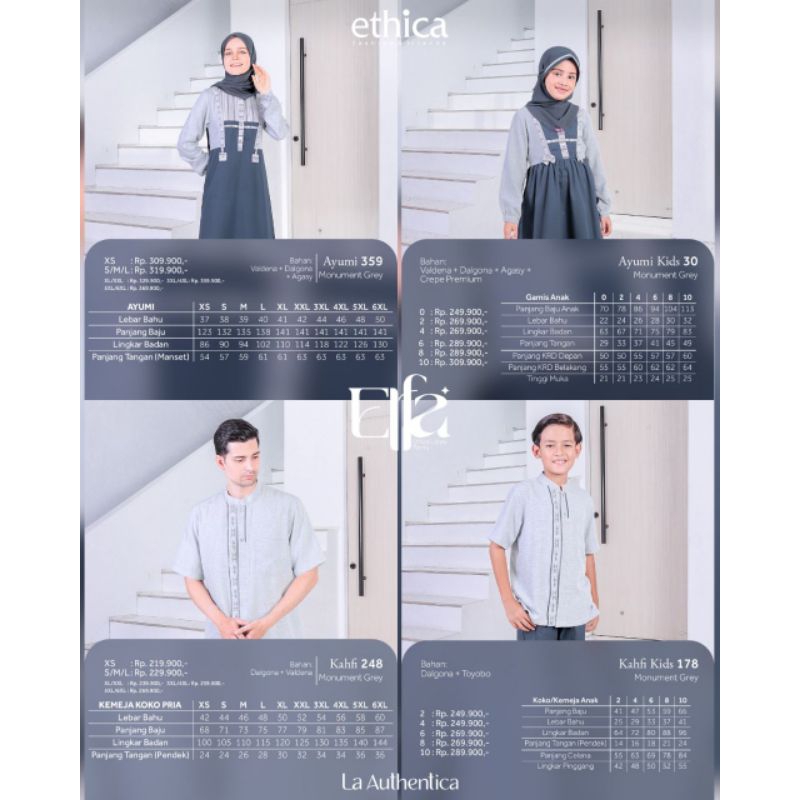 Sarimbit Ethica 2023 Elfa 282 Monument Grey Gamis Ayumi 359 Koko Kahfi 248