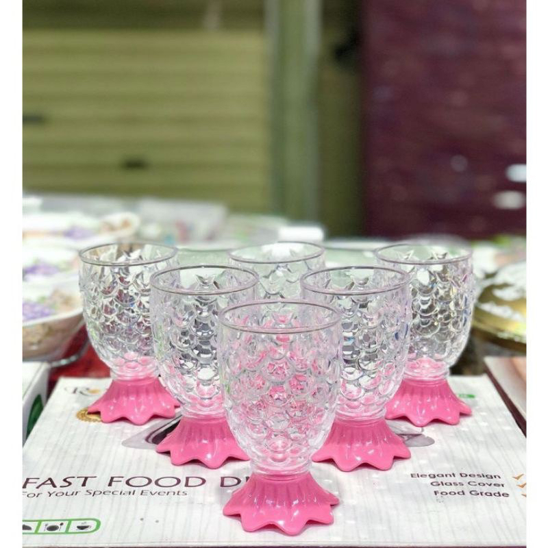 gelas nanas akrilik 1set isi 6pcs sloki lebaran mewah seperti crystal