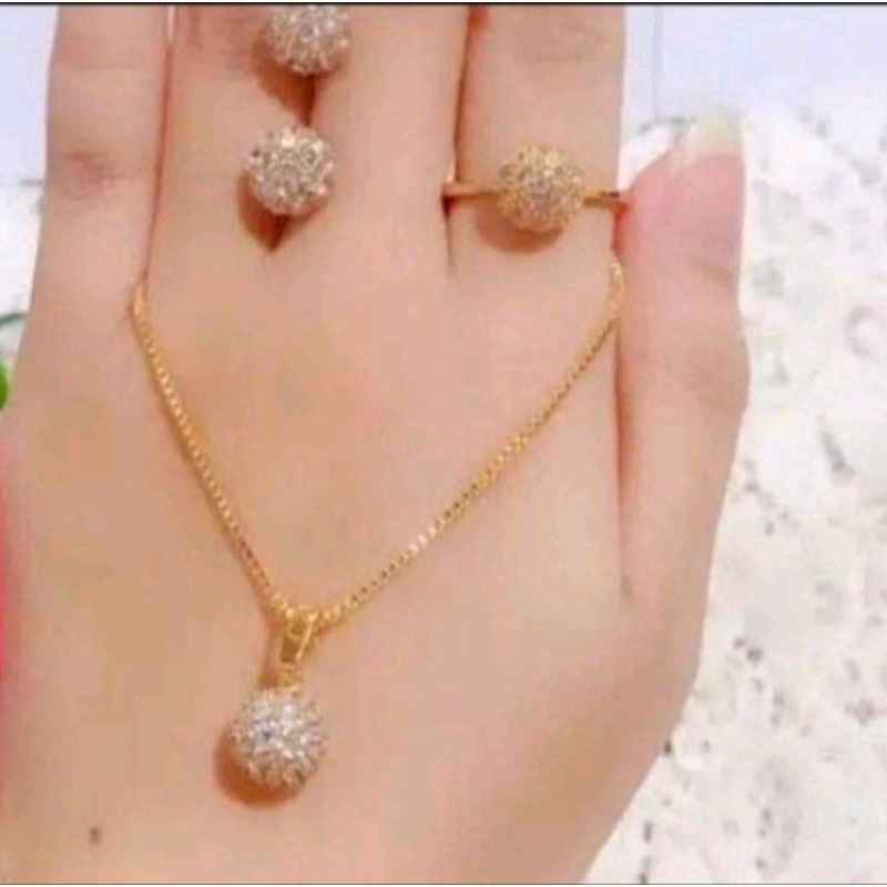 kalung satu set permata titanium,perhiasaan satu set titanium