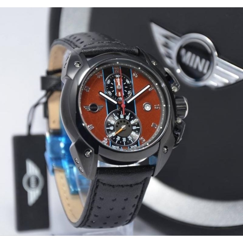 MINI 17 Jam Tangan Pria Mini Cooper Kulit Original - Black