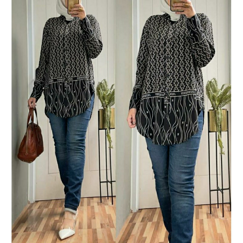 Kemeja Zara #12, KEMEJA/BLOUSE WANITA CANTIK MODIS FIT XXL LD 114 BAHAN KATUN RAYON IMPORT KANCING AKTIF TERMURAH OOTD KEKINIAN TERLARIS