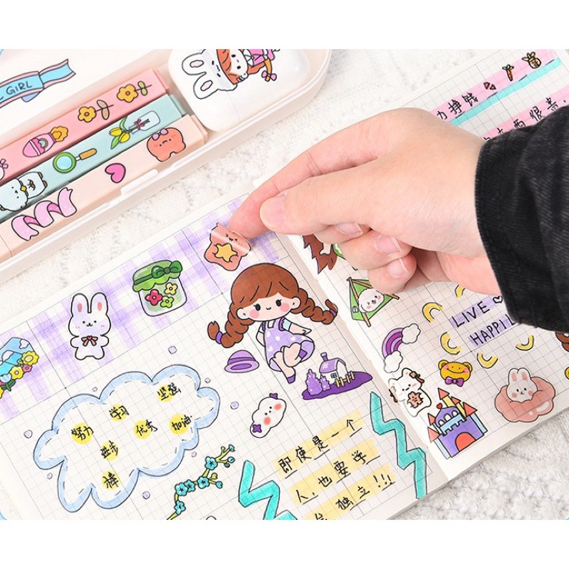 Stiker Korea viral isi 100 pcs scrap book motif momo girl sticker decor asthetic ellie sticker princess stiker kartun korea lucu