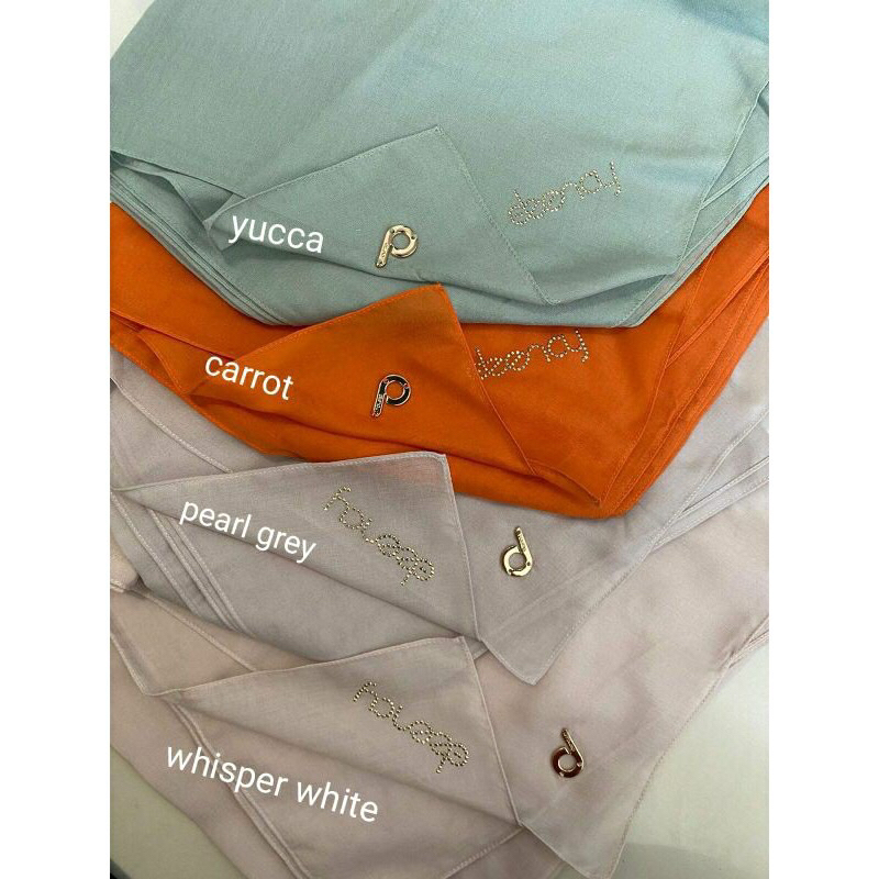 Hijab Segiempat Polos Deenay Liza pearl grey||Whisper white||Carrot||Yucca
