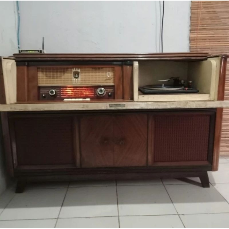 Radio Philips Turntable Garrard Tube Cabinet