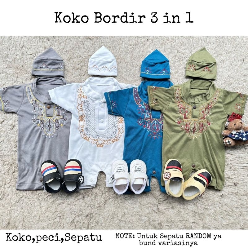 Jumper Koko Pendek Set Sepatu Motif Bordir Babycute Newborn SNI promo 8.8