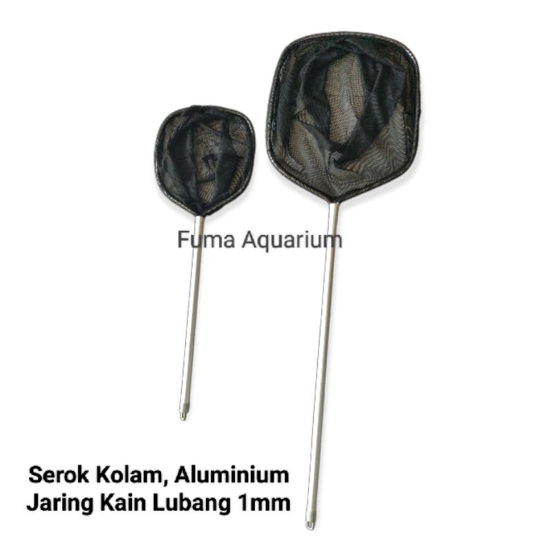 Serokan Seser Jaring Ikan kolam 27cm hitam, serok ikan besar gagang aluminium Serok ikan koi dll