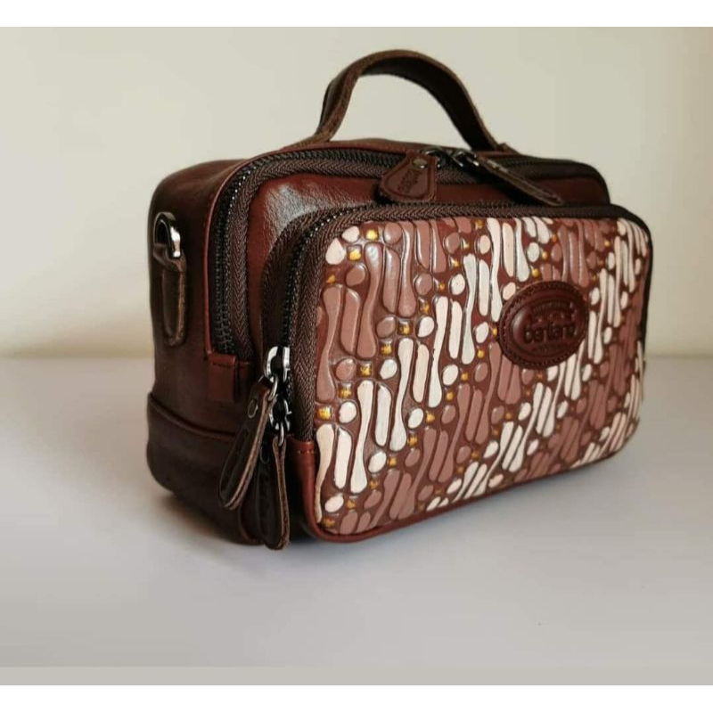 Tas Kulit Sydney small premium coklat Berliano NEW