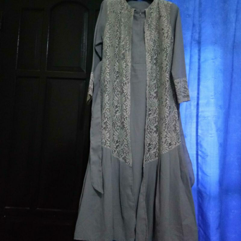 Gamis brokat Abu abu