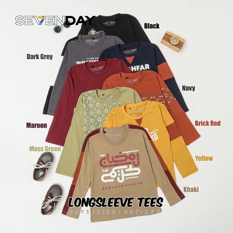 Kaos Lengan Panjang Anak Laki Laki Muslim Remaja Long Sleeve Tees Sevenday