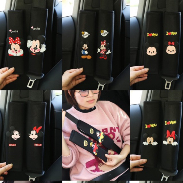 sarung seatbelt mickey minnie 1 pasang