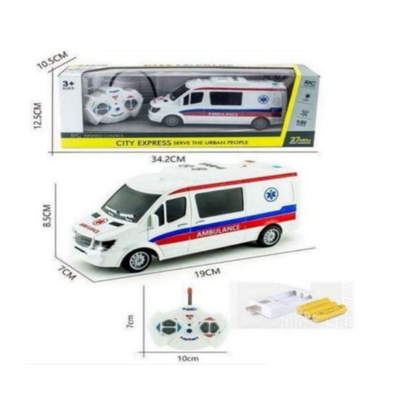 Mainan RC MOBIL AMBULANCE Remote Control Baterai Cas City Express HT 148