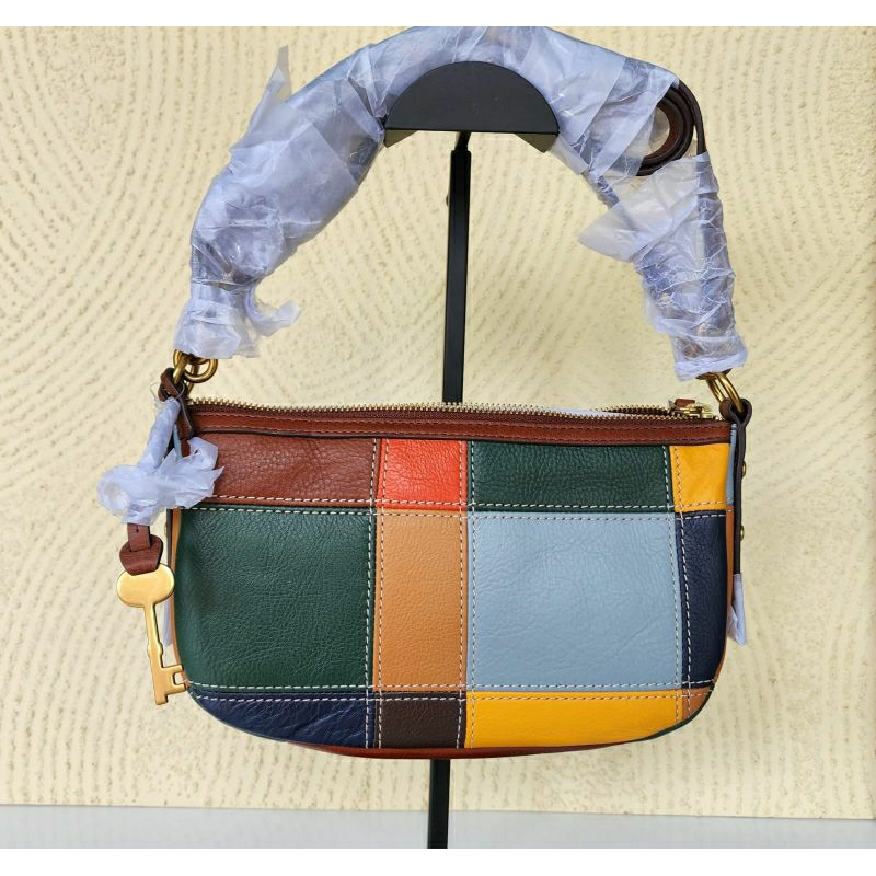 FOSSIL jolie baguette patchwork crossbody bag