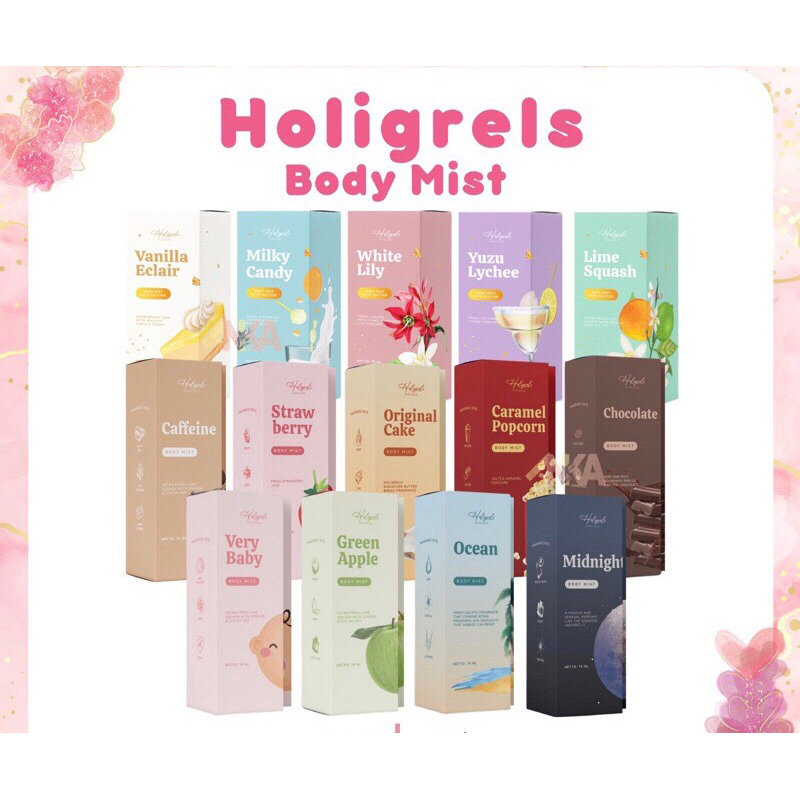 BODYMIST HOLIGRELS SKINCARE Popcorn Caramel Original Cake Bodymist Viral Parfum Talkme