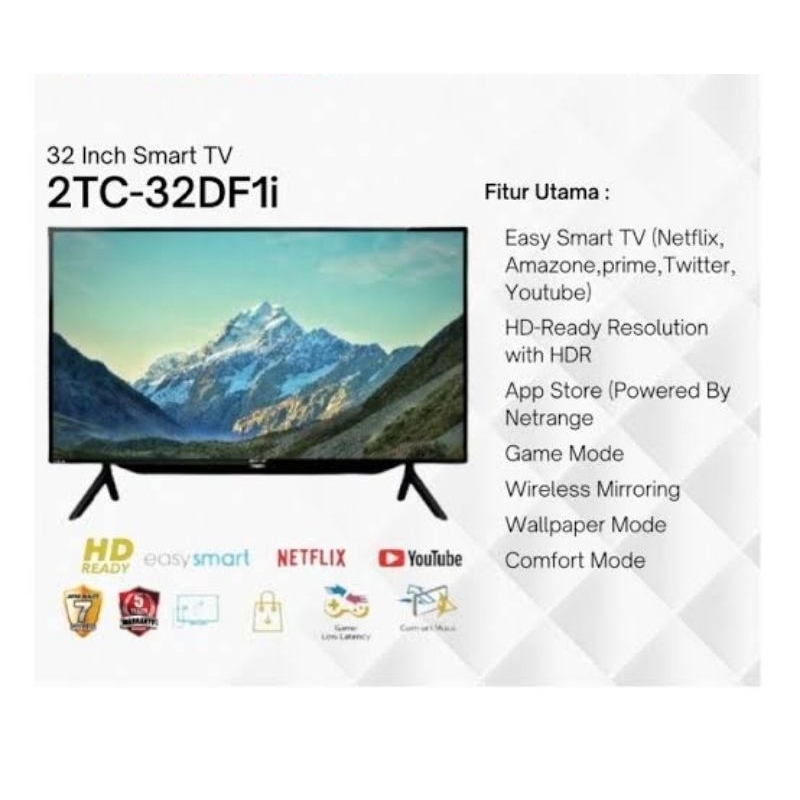 TV TELEVISI LED SMART DIGITAL DVB T2 SHARP 2T C32DF1I 2TC32DF1I YOUTUBE NETFLIX ANDROID DISNEY HOTST