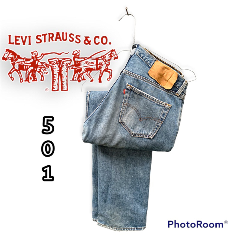 Celana jeans LEVIS 501 button fly straight leg blue second original [𝐁𝐀𝐂𝐀 𝐃𝐄𝐒𝐊𝐑𝐈𝐏𝐒𝐈]